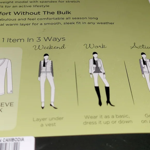 Cuddl Duds Crimson SoftWear Long Sleeve V-Neck Soft Comfort Warm Layers - Picture 6 of 8